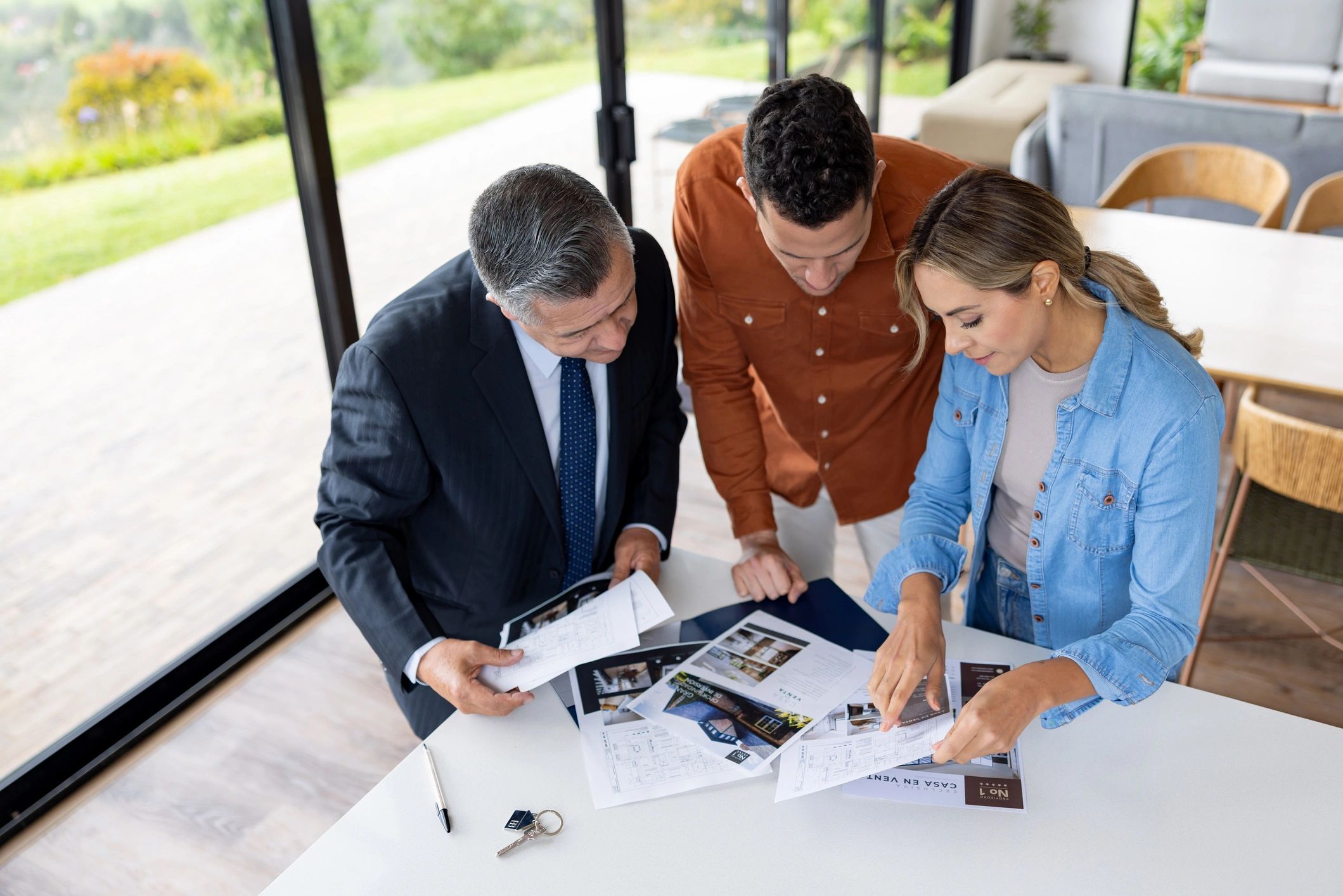 real estate agent showing property