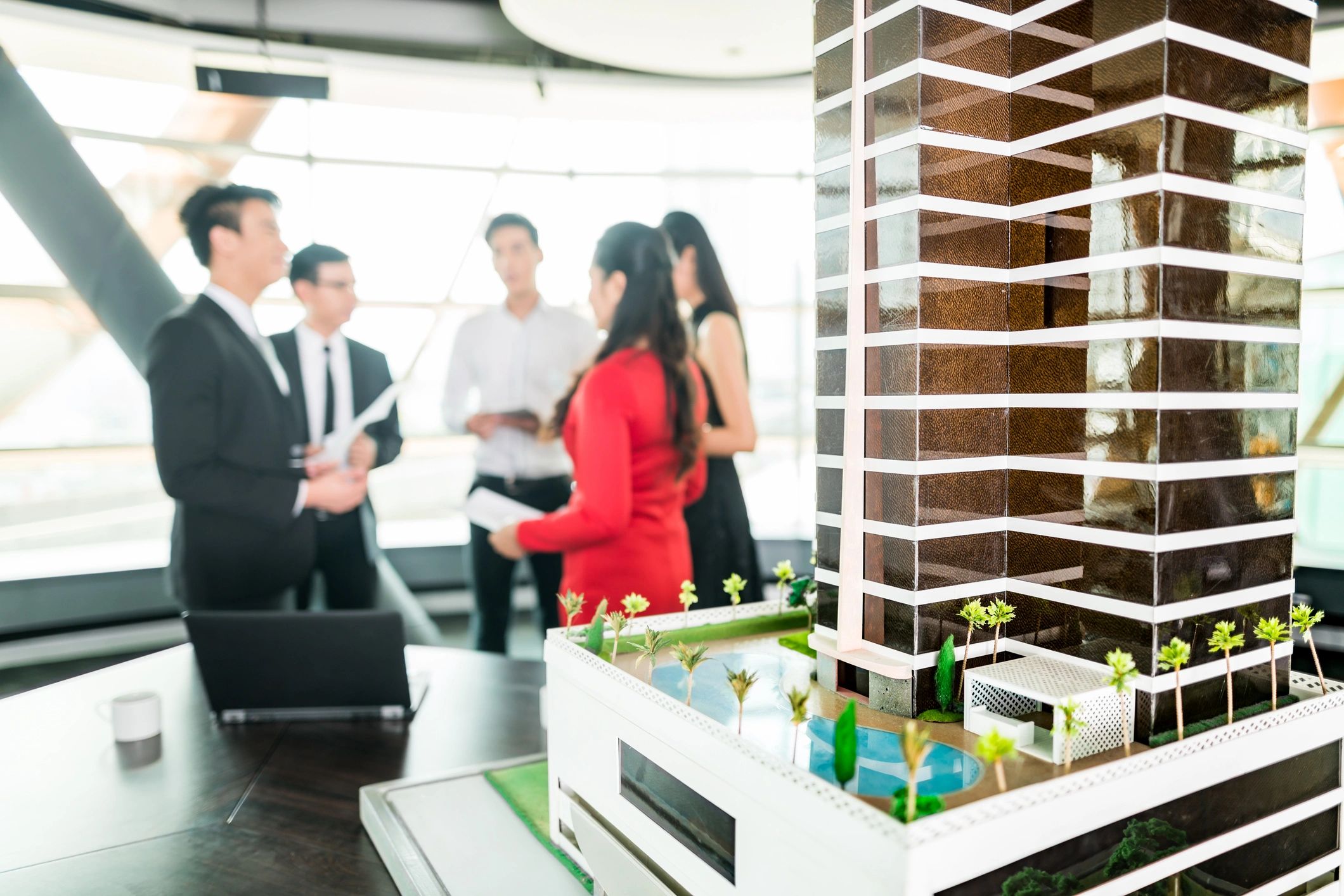 modern real estate office team meeting